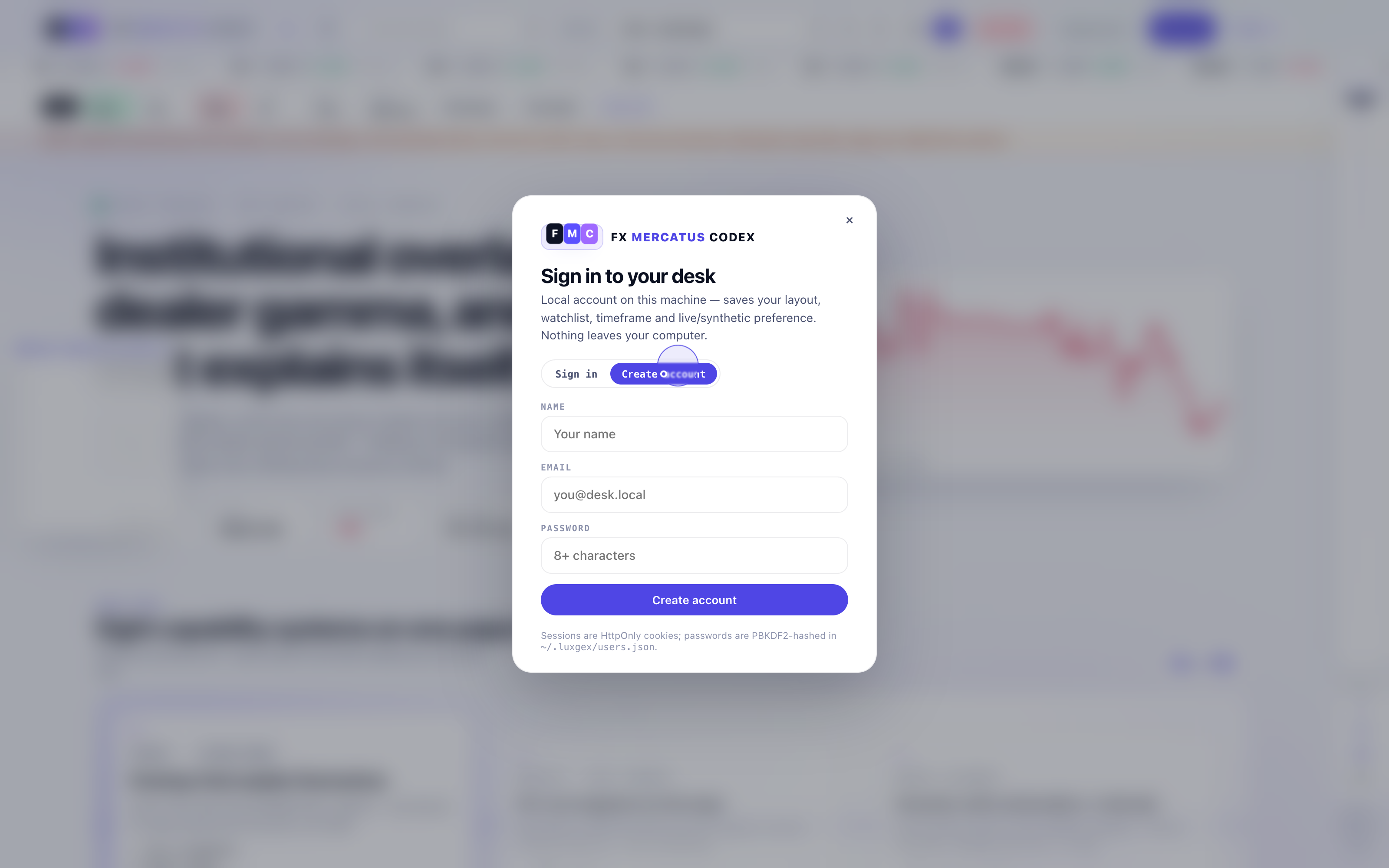 Window create account