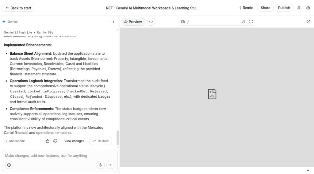AI Studio preview pane after the permission dialog